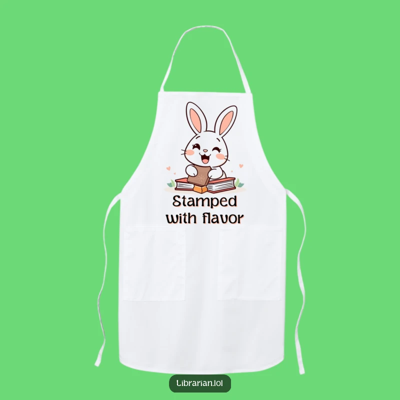 Funny Rabbit Apron - Happy Bunny Book Stamp Kitchen Gift