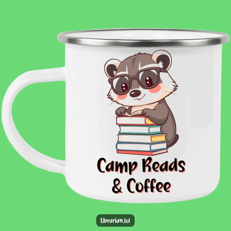 Funny Badger Reading Camping Mug: Durable & Cozy Book Lover Gear