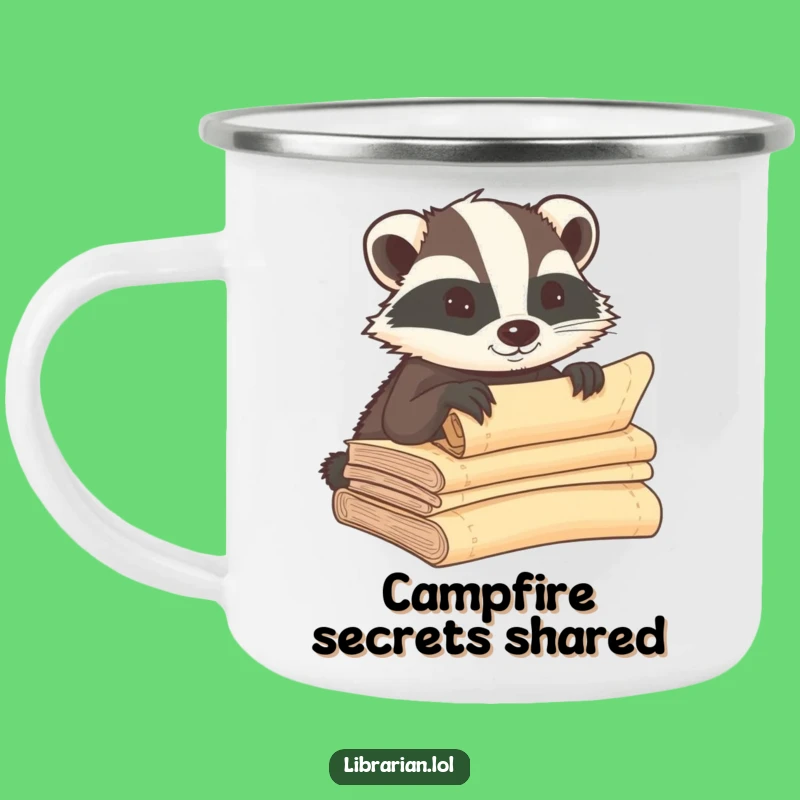 Funny Badger Scroll Camping Mug - Rugged & Hilarious Outdoor Gift