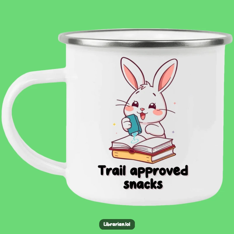 Funny Rabbit Stamping Books Camping Mug: Durable Organizer Gear, Cheerful Gift