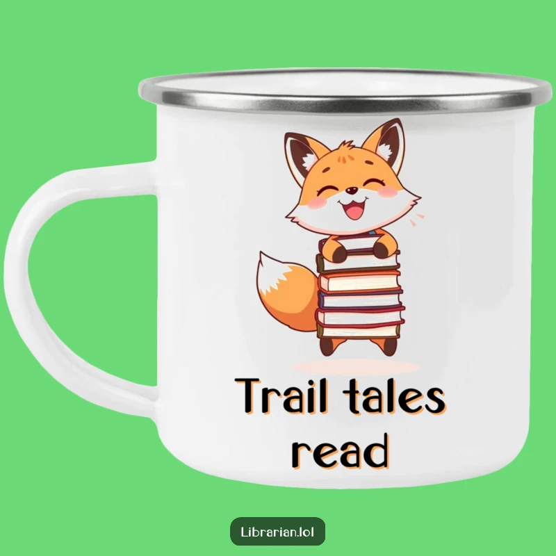 Funny Enamel Mug - Fox Book Juggler, Adventurous Funny Gift