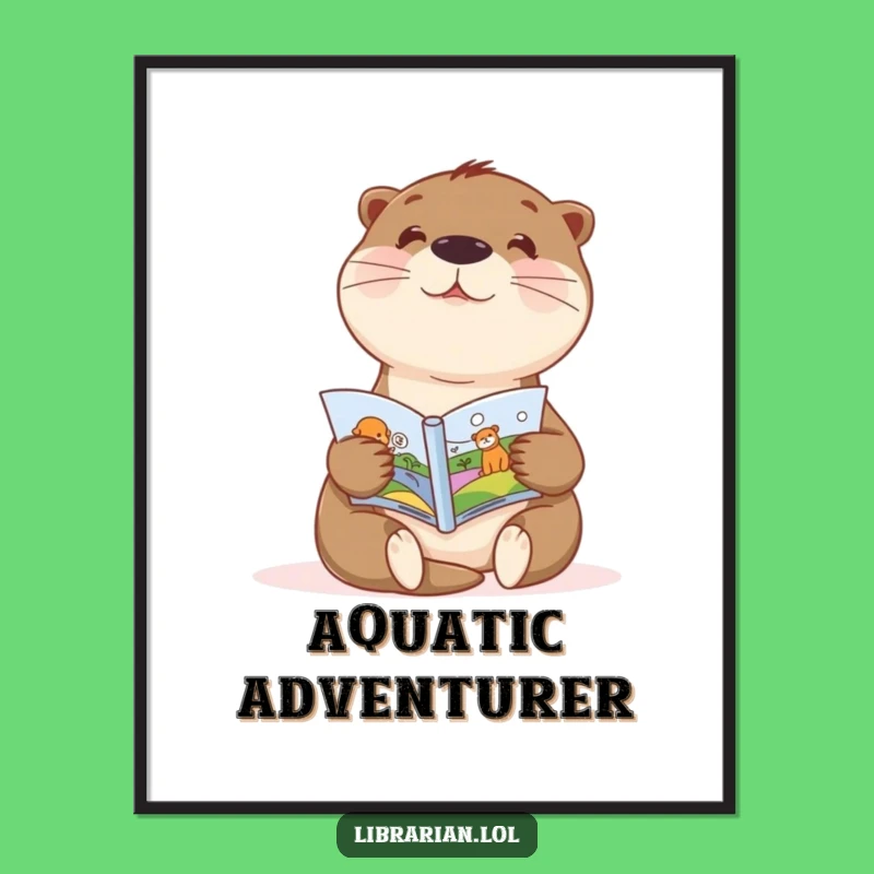Funny Otter Storytime Digital Print - Whimsical Art for Kids Rooms