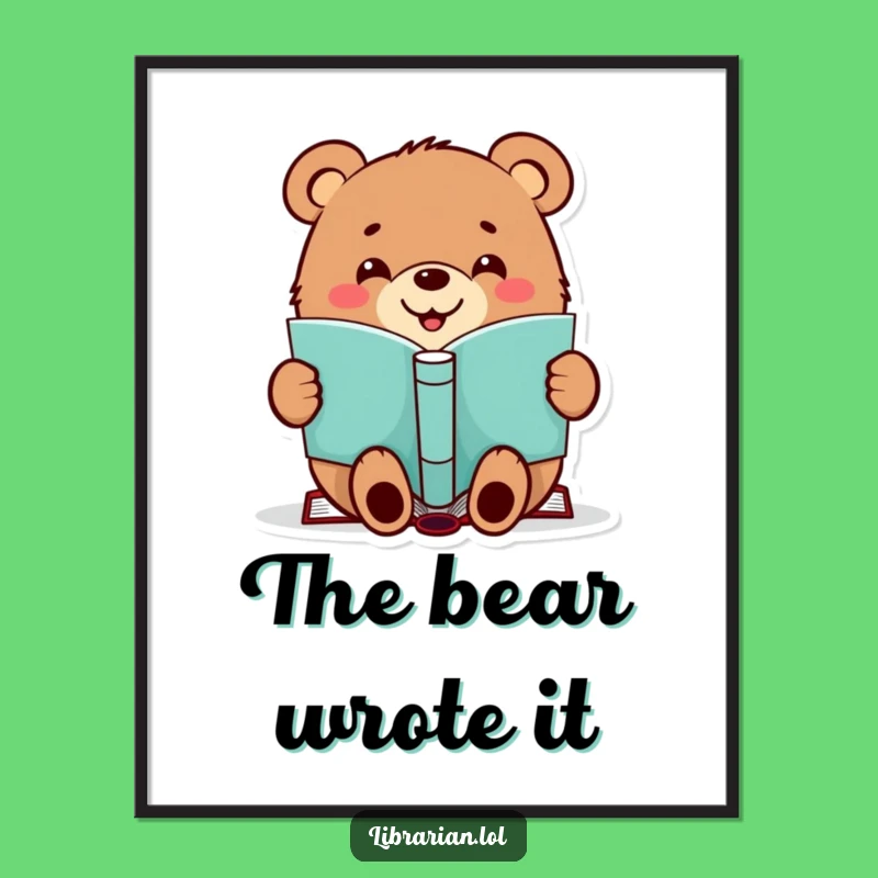 Funny Wall Art - Cheerful Bear Stamp, Instant Funny Gift Download