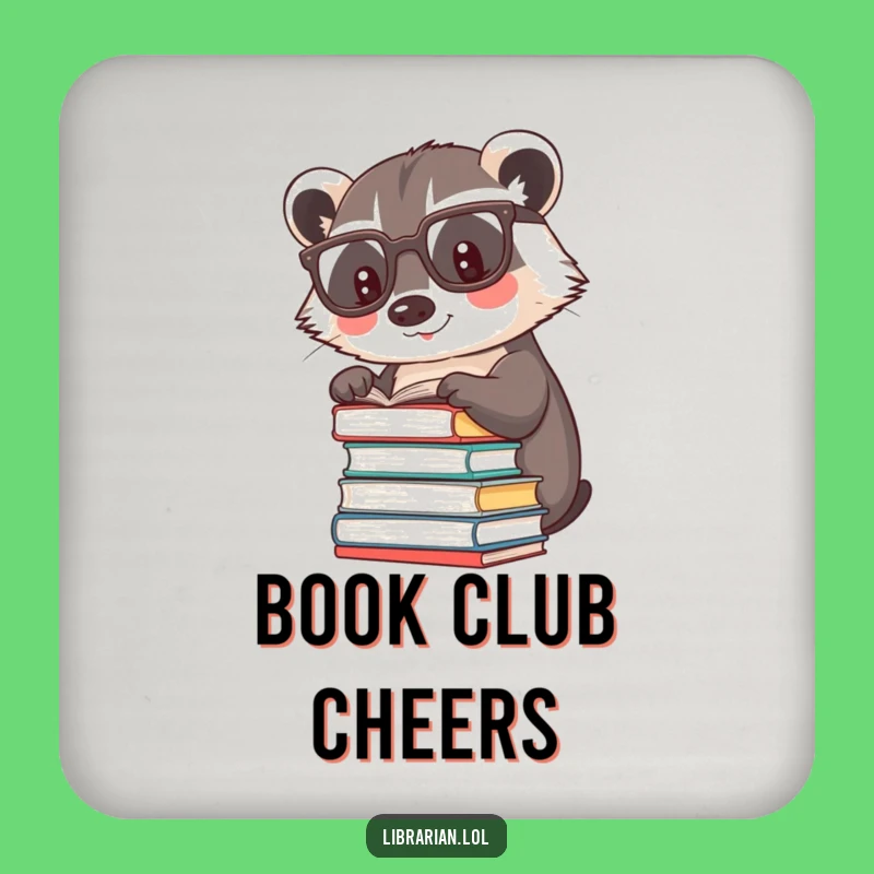 Funny Badger Reading Coaster Set: Bookish Table Protection, Intellectual Gift