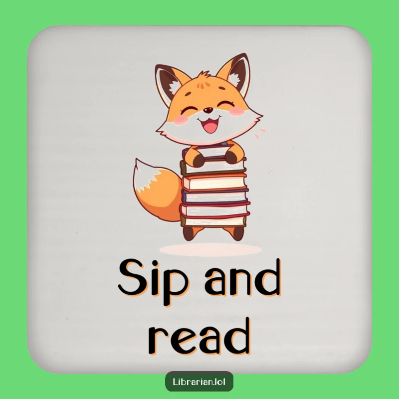 Funny Drink Coaster - Fox Book Juggler, Quirky Funny Gift Set