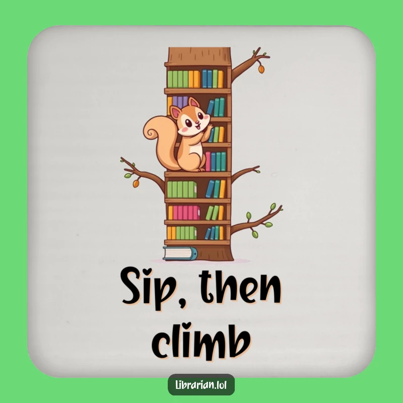 Funny Squirrel Bookshelf Coasters - Humorous Set for Playful Tables