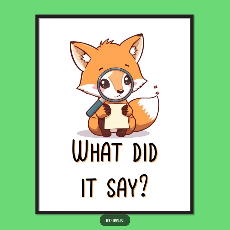 Funny Fox Detective Poster: Whimsical Wall Art for Curious Minds