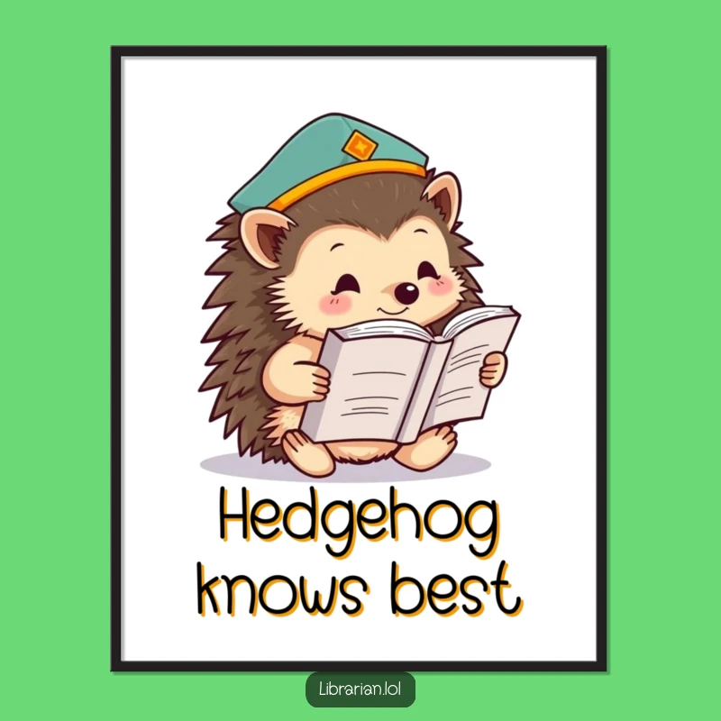Funny Hedgehog Poster - Motivational Art for a Studious and Hilarious Space