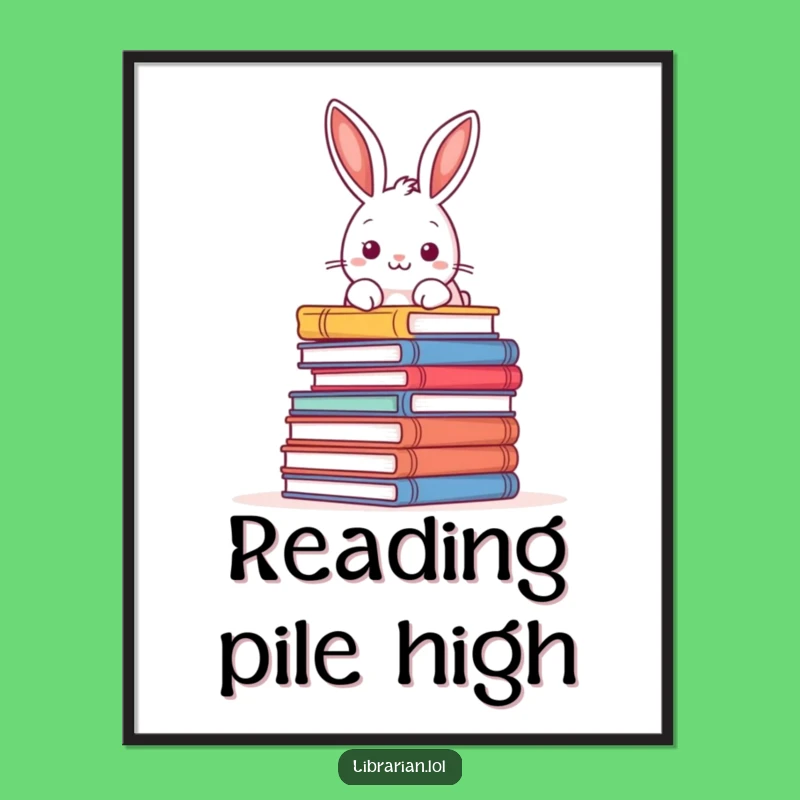 Funny Book Art Poster - Rabbit Peek, Quirky Funny Gift Decor