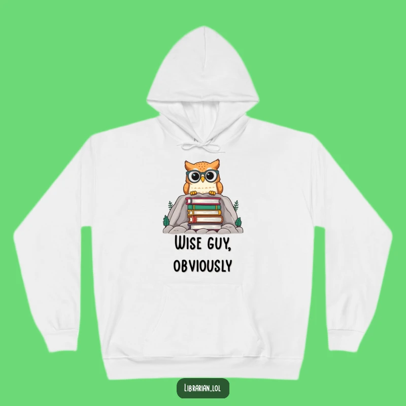 Cozy Funny Owl Hoodie - Adorable Spectacled Owl Over Books Gift