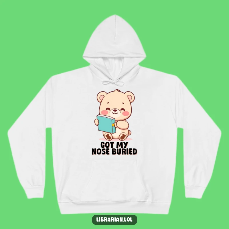 Funny Bear Cub Hoodie - Cozy Cartoon Character Book Lover Gift