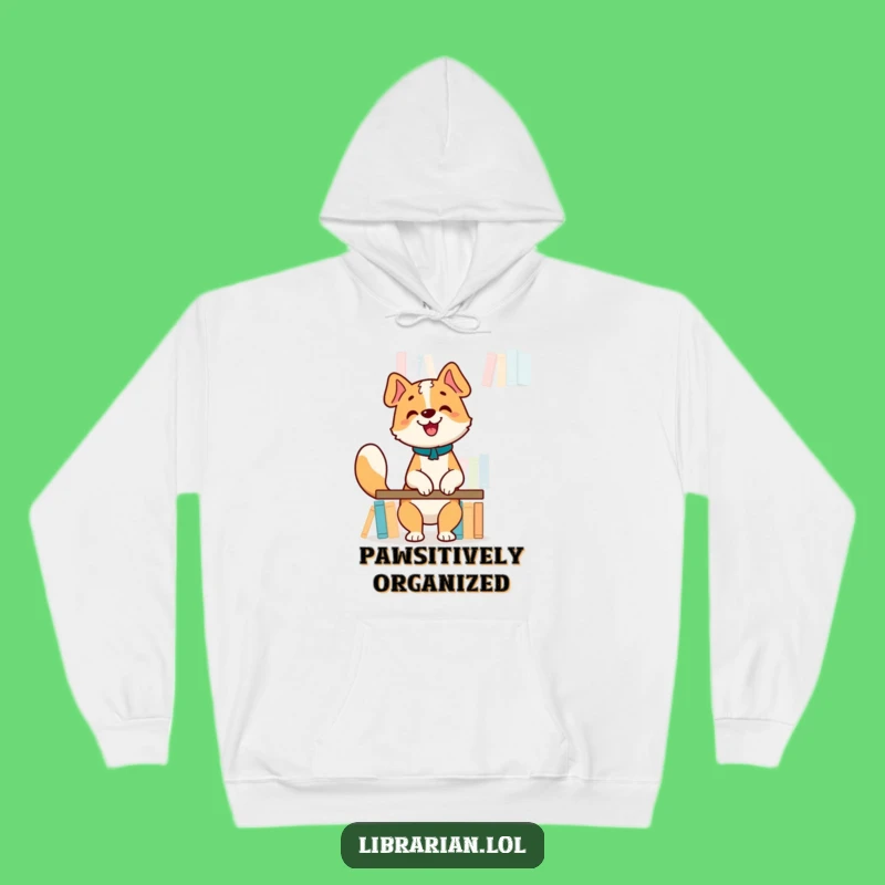 Cozy Funny Dog Librarian Hoodie - Warm Book Lover's Sweatshirt Gift