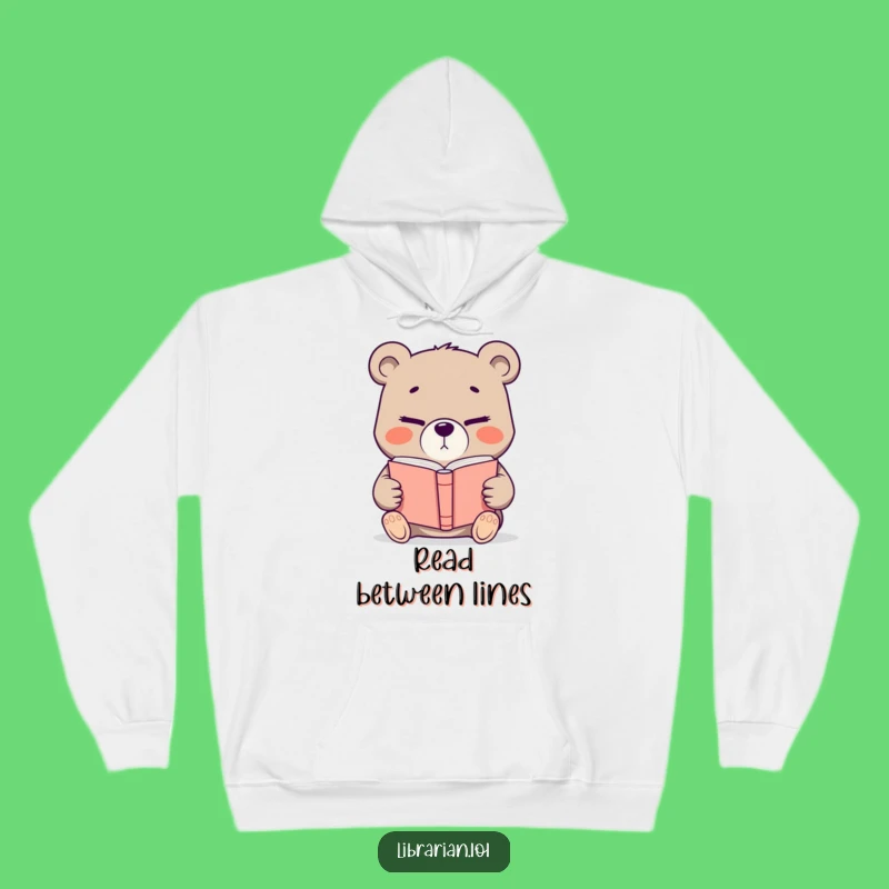 Funny Determined Bear Book Hoodie: Cozy Sweatshirt for Literary Minds