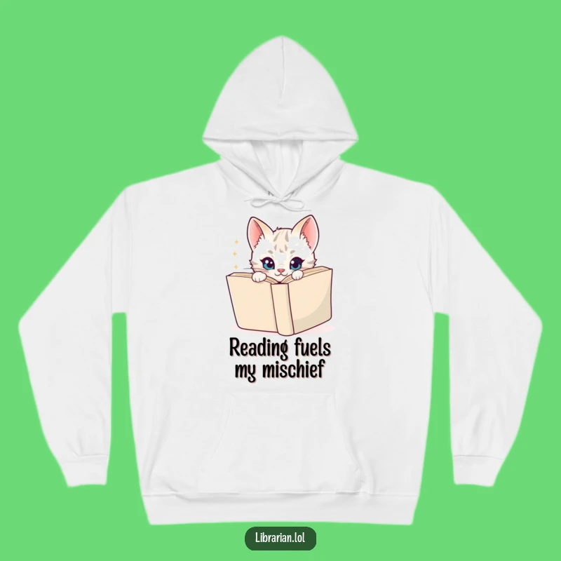 Funny Kitten Hoodie - Cozy Cartoon Cat Peeking, Warm & Hilarious Gift for Bookworms