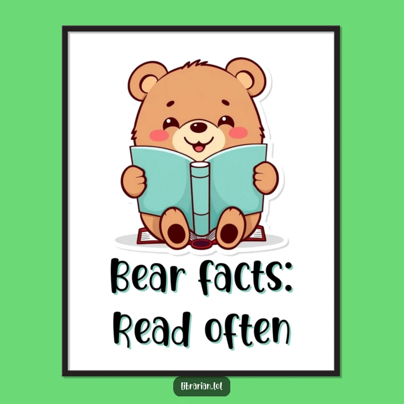 Free Printable Wall Art: Funny Bear Stamping Book, Cozy Reader Downloadable Art