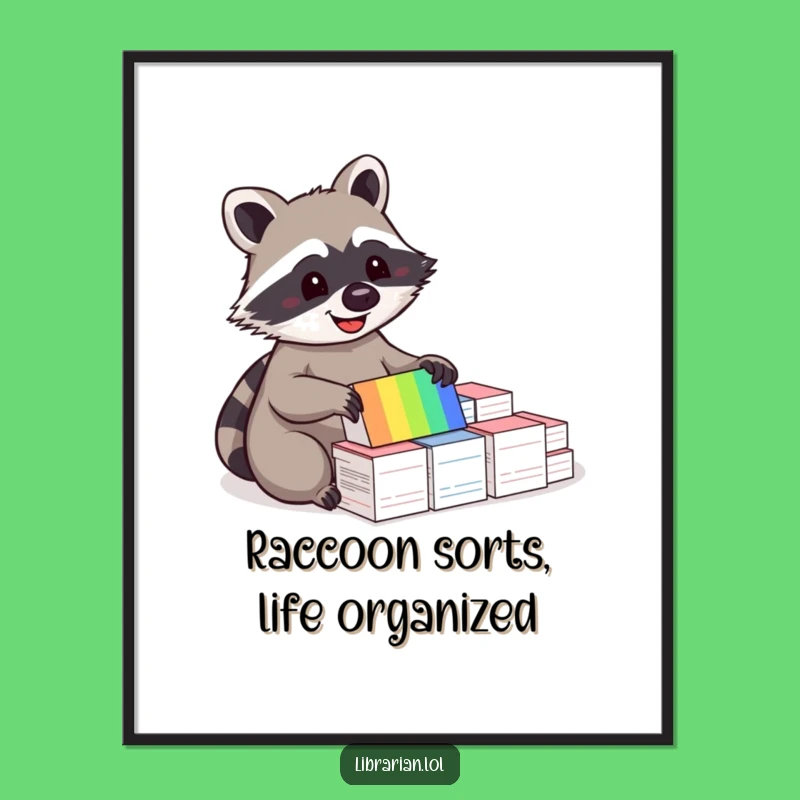 Free Printable Wall Art: Organized Raccoon Decor Downloadable Art for Neat Freaks!