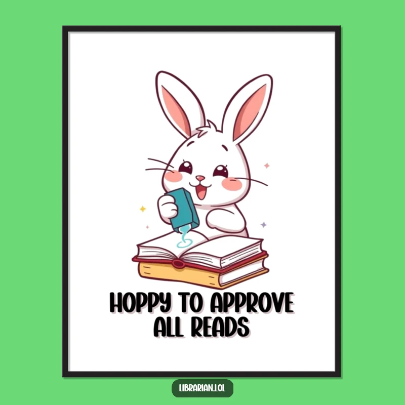 Free Printable Rabbit Wall Art: Funny Book Stamper Downloadable Decor