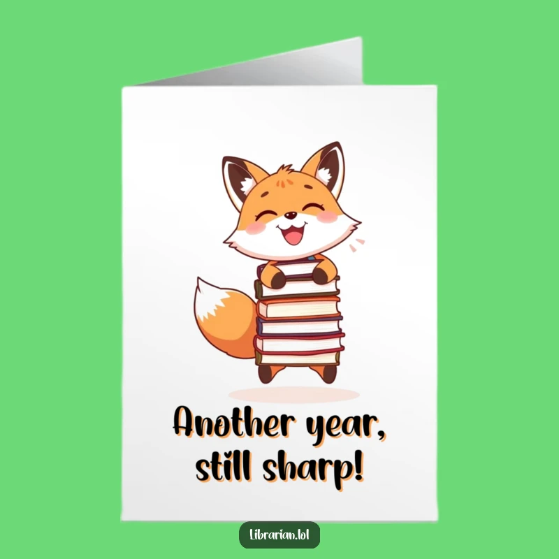 Free Printable Birthday Card: Funny Book Juggling Fox, Brainy Laugh Downloadable Gift