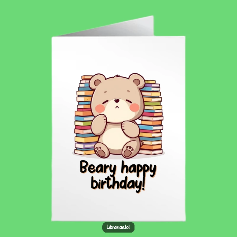 Free Birthday Card: Funny Shushing Bear, Humorous Downloadable Gift for Bibliophiles