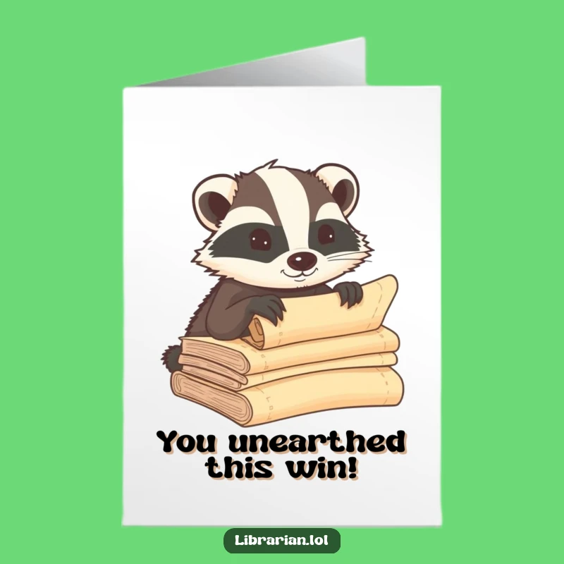 Free Printable Badger Congratulations Card: Secretive Success Downloadable DIY Gift