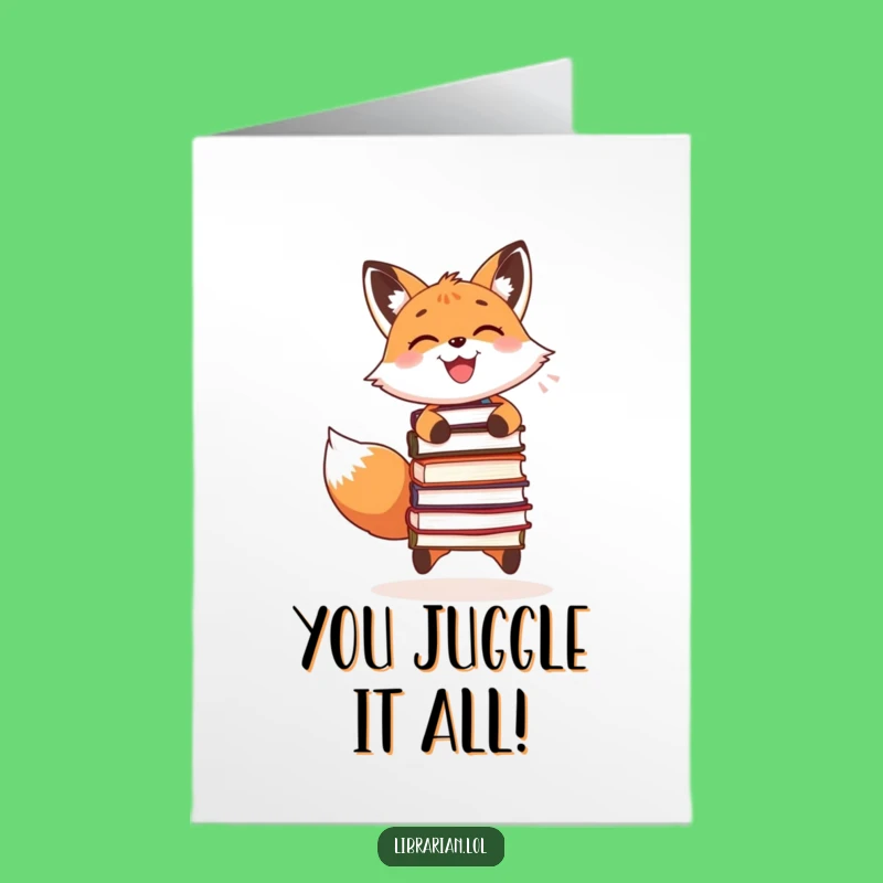 Free Printable Congrats Card: Amusing Juggling Fox, Celebrate Achievement Downloadable Gift