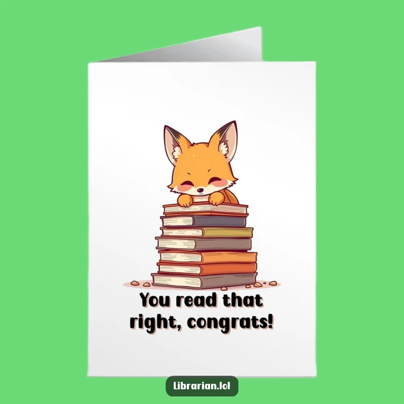Free Printable Fox Congratulations Card: Funny Book Lover Owl Downloadable Greeting
