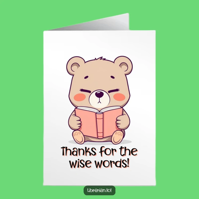 Free Printable Bear Book Thank You Card - Funny Downloadable Gift