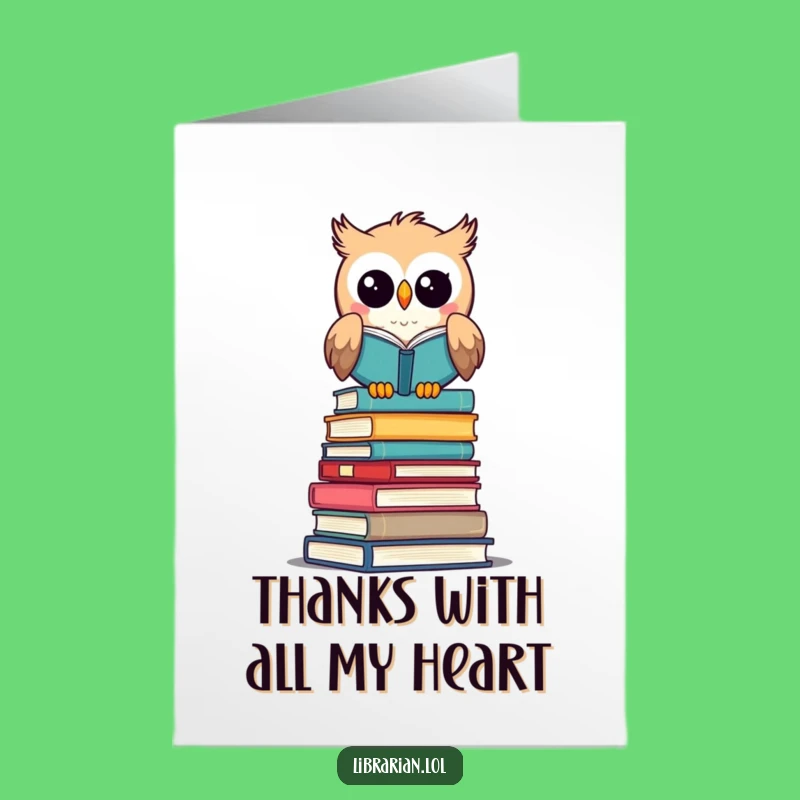 Cheerful Owl Librarian Thank You Card: Free Printable, Wise Downloadable