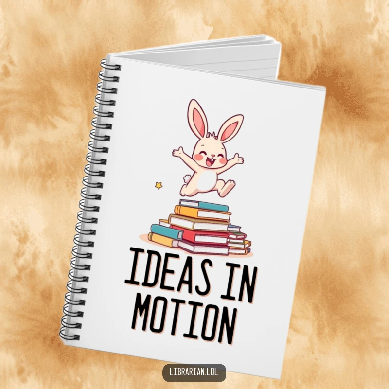 Funny Bunny Notebook: A notebook featuring an energetic bunny leaping over overdue books, perfect for journaling and creative writing.