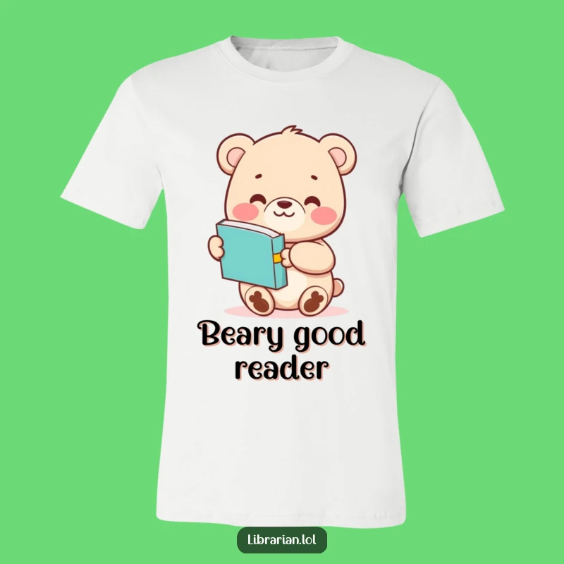 Funny Bear Cub T-Shirt - Cute Cartoon Character Sharing a Book Gift