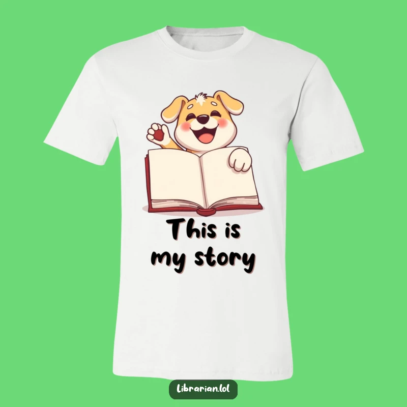 Funny Dog Stamp T-Shirt: Happy Pup Book Lover Tee, Enthusiastic Reader Gift