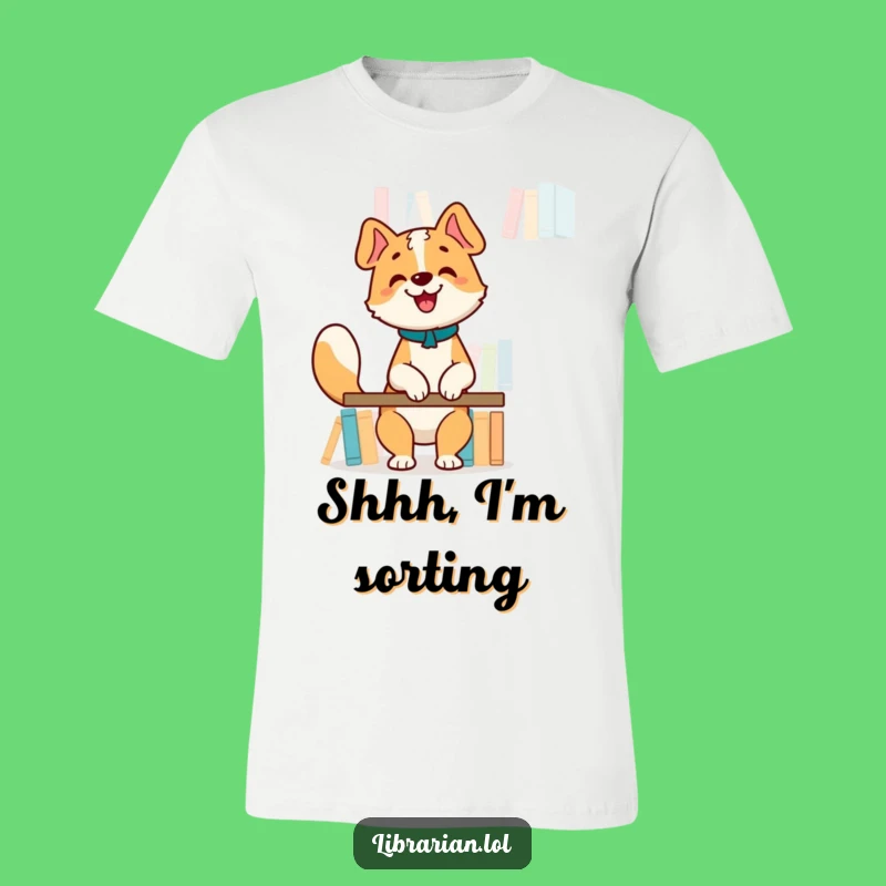 Funny Happy Dog Librarian T-Shirt - Cute Bookworm Tee