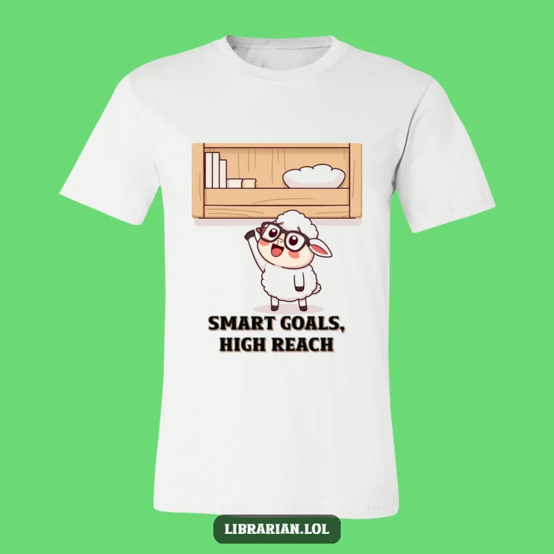 Funny Sheep T-Shirt - Intellectual Cartoon Animal Reaching, Humorous Gift for Scholars