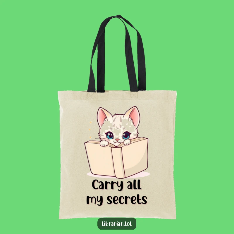 Funny Kitten Tote Bag - Chic Cartoon Cat Peeking, Practical & Hilarious Gift for Readers