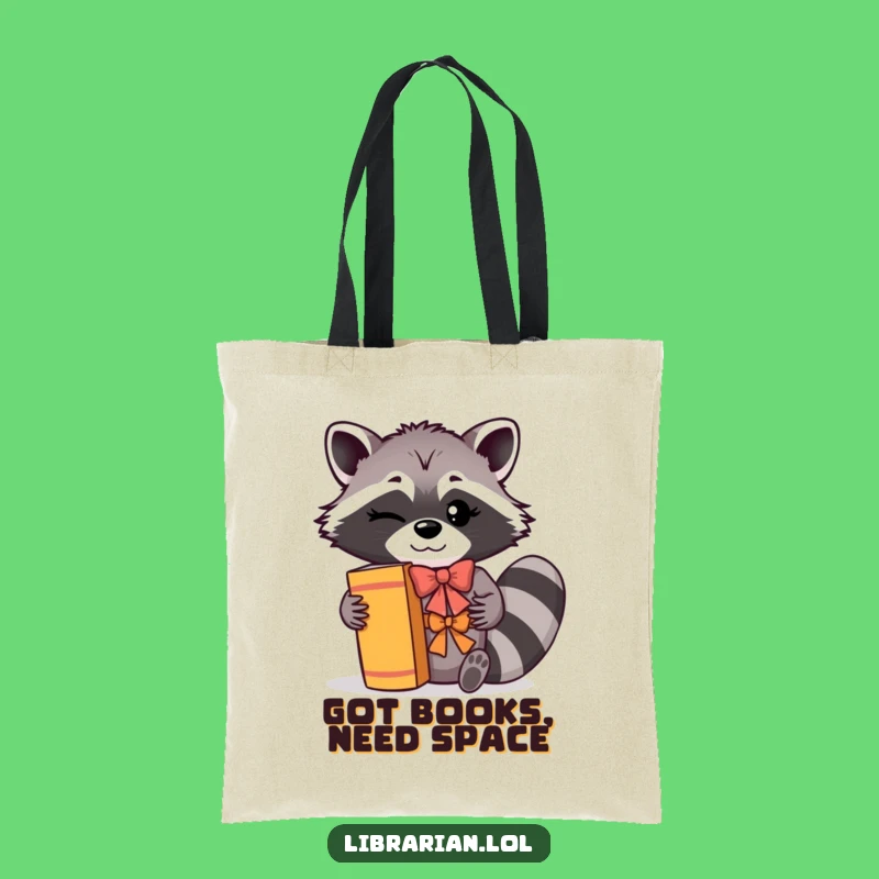 Funny Bookworm Tote Bag: Carry Your Stories with This Hilarious Racoon Gift