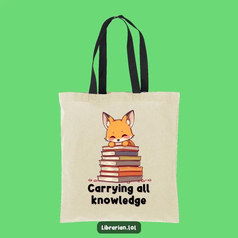 Funny Fox & Books Tote Bag - Hilarious Carry-All for Literary Adventures