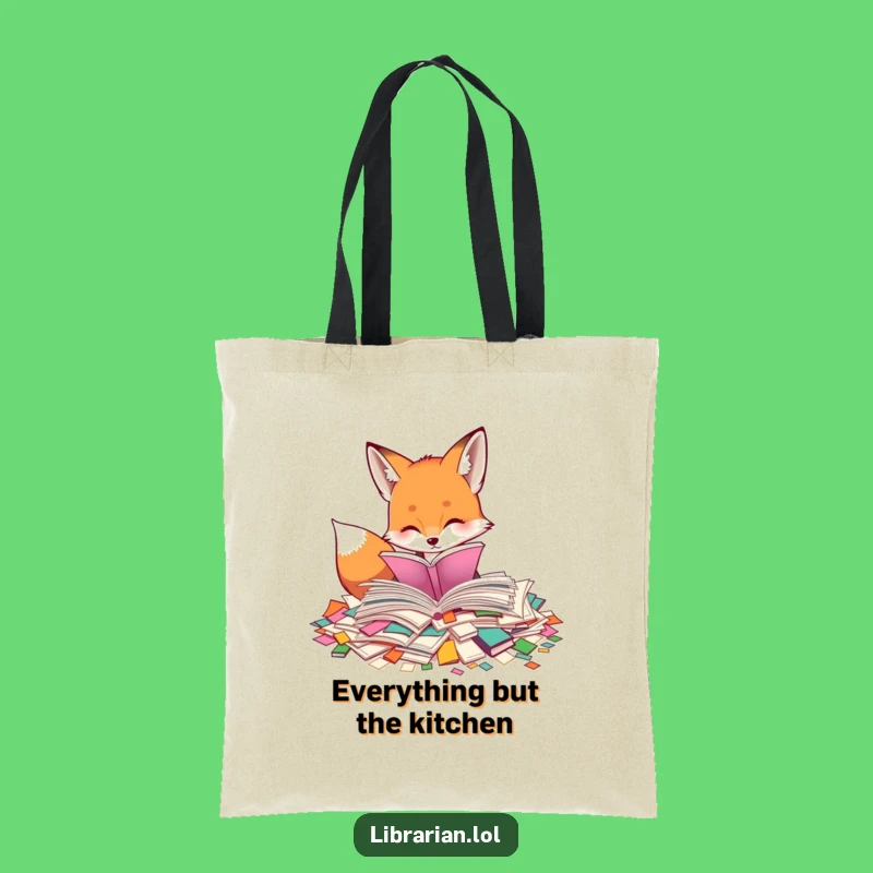 Funny Fox Page Tote Bag: Curious Book Lover's Carry-All, Ideal Funny Gift