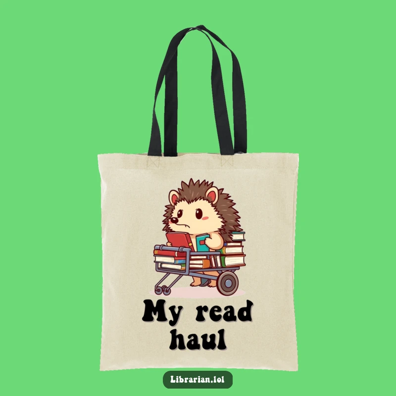 Funny Hedgehog Librarian Tote Bag - Wholesome Book Cart Carryall Gift