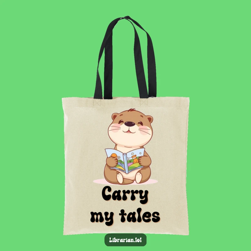 Funny Otter Book Adventures Tote Bag - Carry Stories with Fun