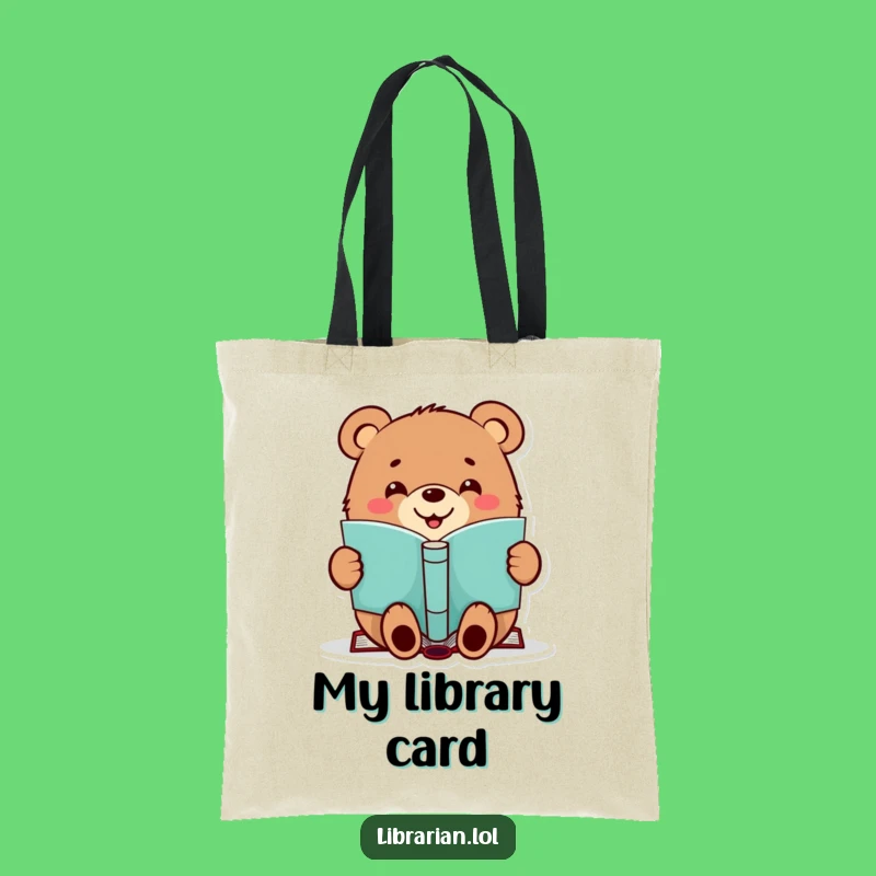 Funny Tote Bag - Bear Book Stamper, Ideal Funny Gift for Readers